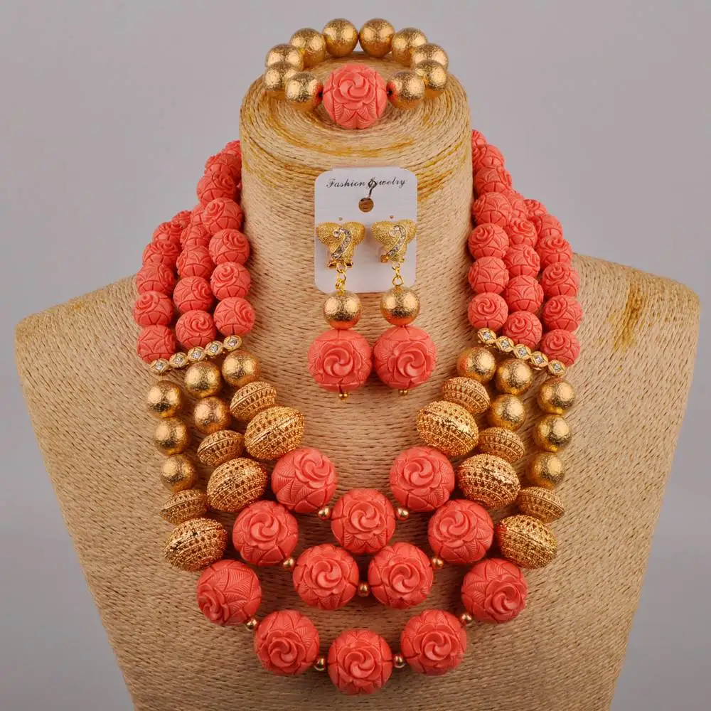 Nigeria Wedding Pink Coral Round Bead Necklace Wedding Dress Accessories African Bride Wedding Jewelry Set AU-533
Nigeria Wedding Pink Coral Round Bead Necklace Wedding Dress Accessories African Bride Wedding Jewelry Set AU-533