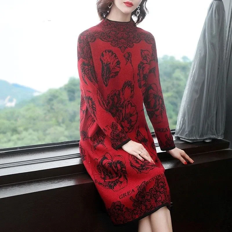 2022 Fall/winter New Mother Dress De Velvet Print Dress Loose Winter The Knee Chinese Red Base Skirt Female Trend A769
2022 Fall/winter New Mother Dress De Velvet Print Dress Loose Winter The Knee Chinese Red Base Skirt Female Trend A769