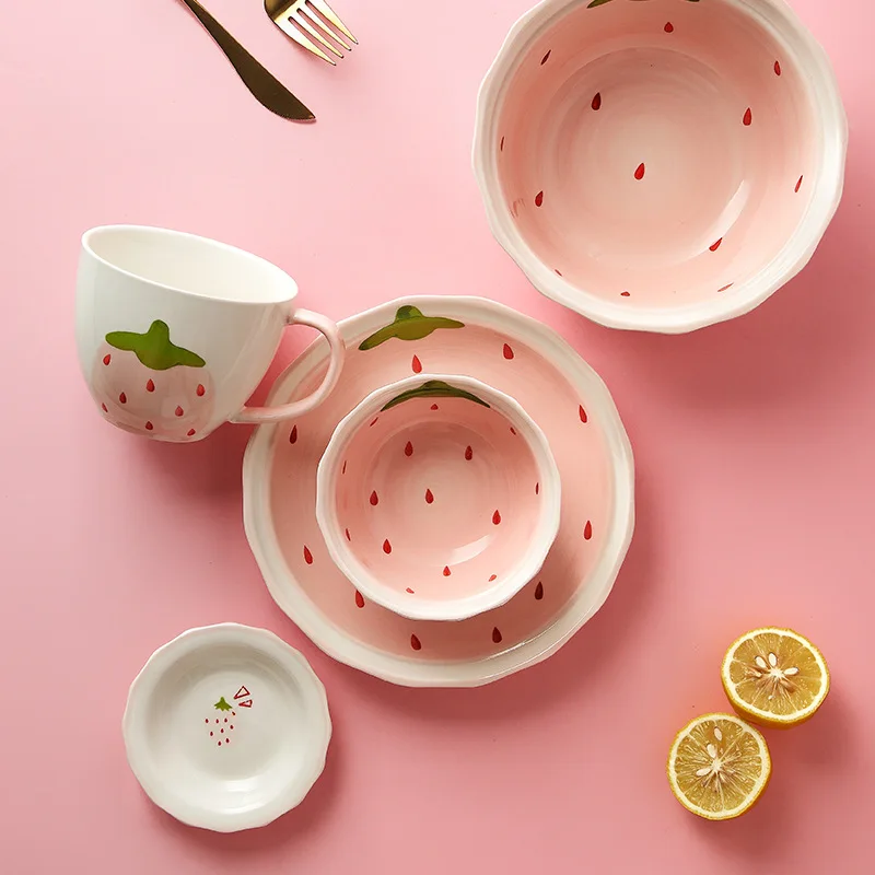 Strawberry Bowl Cute Girl Heart Rice Bowl Creative Personality Household Noodle Soup Bowl Dishes Tableware dinnerware set
Strawberry Bowl Cute Girl Heart Rice Bowl Creative Personality Household Noodle Soup Bowl Dishes Tableware dinnerware set