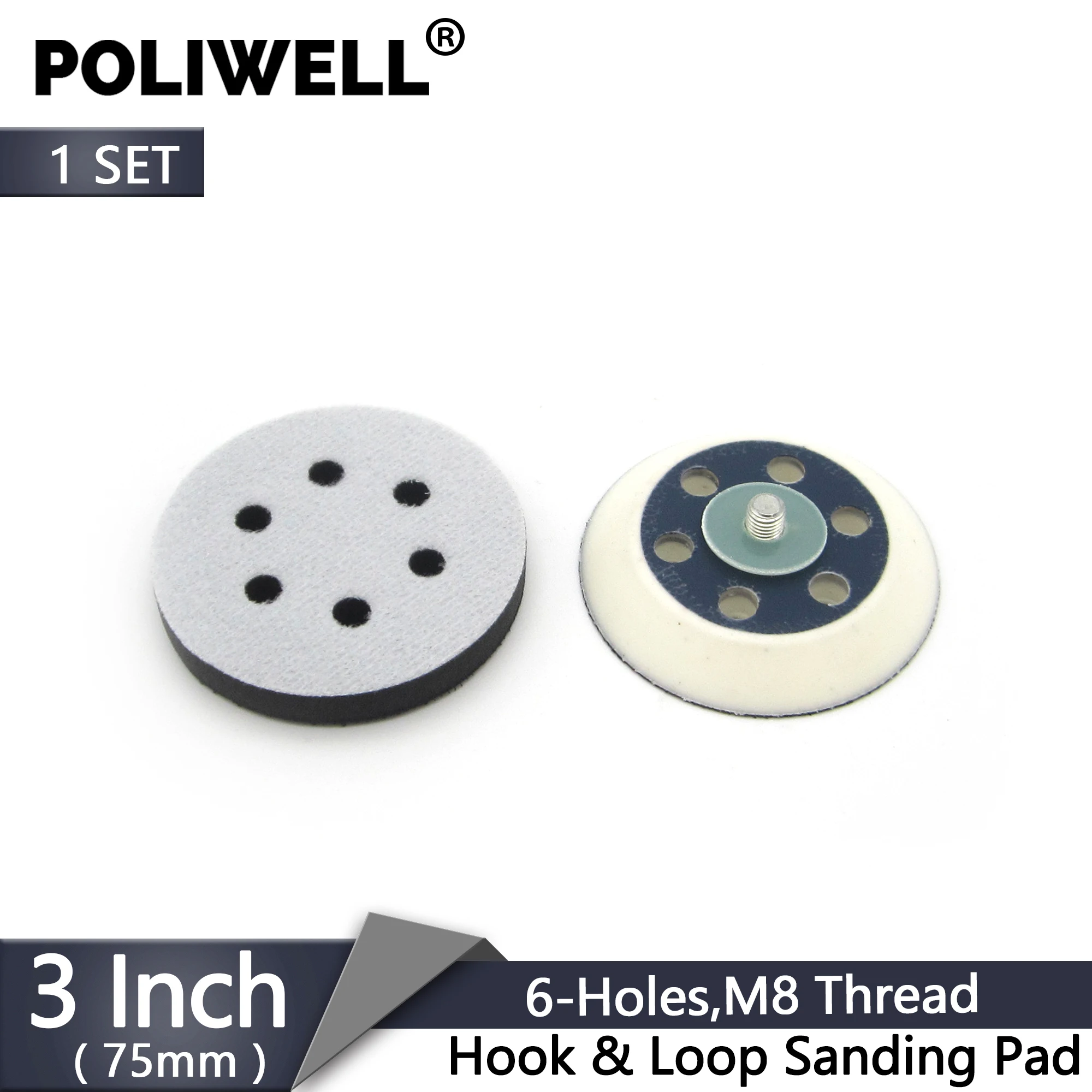 1 Set 3 inch 75mm 6-Hole Soft Sponge Interface Pad +M8 Thread Back-up Sanding Pad Hook & Loop for Pneumatic Rotary Tool
1 Set 3 inch 75mm 6-Hole Soft Sponge Interface Pad +M8 Thread Back-up Sanding Pad Hook & Loop for Pneumatic Rotary Tool