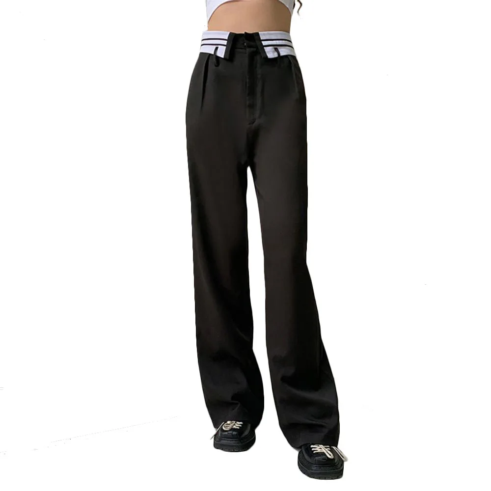 Retro Solid Color Wild Straight Wide Leg Pants Female Spring Fashion classic High Waist Casual Long Pants
Retro Solid Color Wild Straight Wide Leg Pants Female Spring Fashion classic High Waist Casual Long Pants