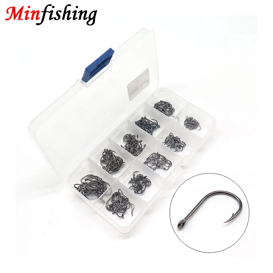 Minfishing 200 pcs/box Carp Fishing Hook Barbed Hook Stainless Steel Hook River Rock Fishing Size 3~14# Fishing Accessories
Minfishing 200 pcs/box Carp Fishing Hook Barbed Hook Stainless Steel Hook River Rock Fishing Size 3~14# Fishing Accessories
