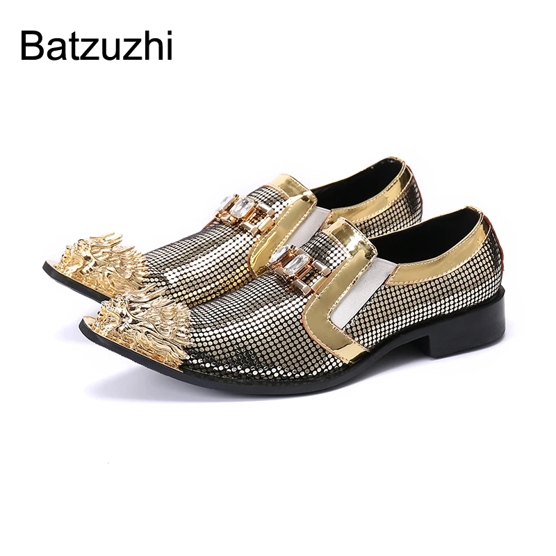Batzuzhi New Rock Men Shoes Personality Golden Metal Toe Leather Dress Shoes Men Formal Business,Party and Wedding Shoes Men
Batzuzhi New Rock Men Shoes Personality Golden Metal Toe Leather Dress Shoes Men Formal Business,Party and Wedding Shoes Men