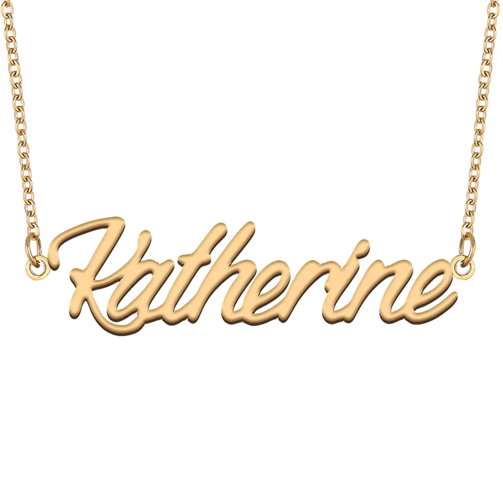 Ожерелье Katherine с именной табличкой, персонализированное женское ювелирное изделие из нержавеющей стали, позолоченный кулон с именем, подарок женщине, матери, девушке
Ожерелье Katherine с именной табличкой, персонализированное женское ювелирное изделие из нержавеющей стали, позолоченный кулон с именем, подарок женщине, матери, девушке