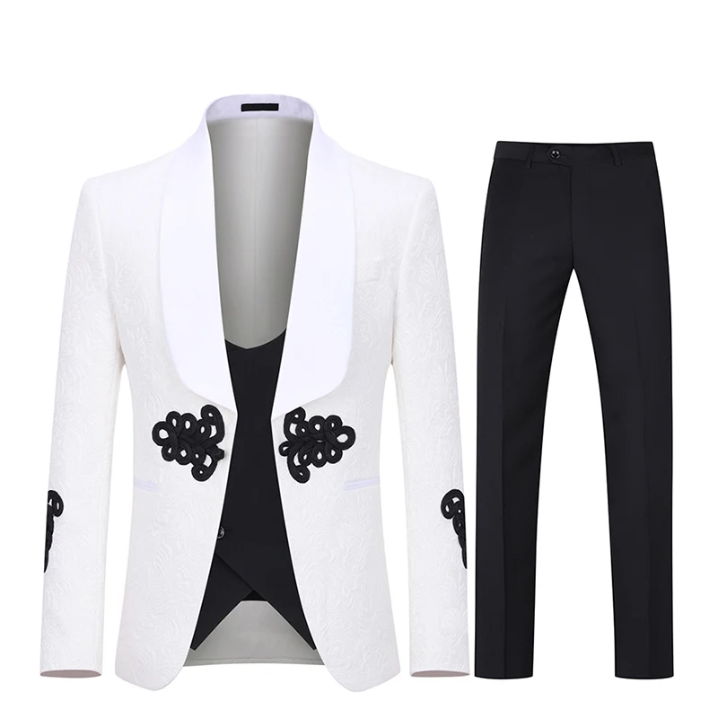 Collar Jacquard Men's Suit Wedding High Society Banquet Men's Suit One Button Men's Suit Three Pieces (Jacket+Pants+Tie+Vest)
Collar Jacquard Men's Suit Wedding High Society Banquet Men's Suit One Button Men's Suit Three Pieces (Jacket+Pants+Tie+Vest)