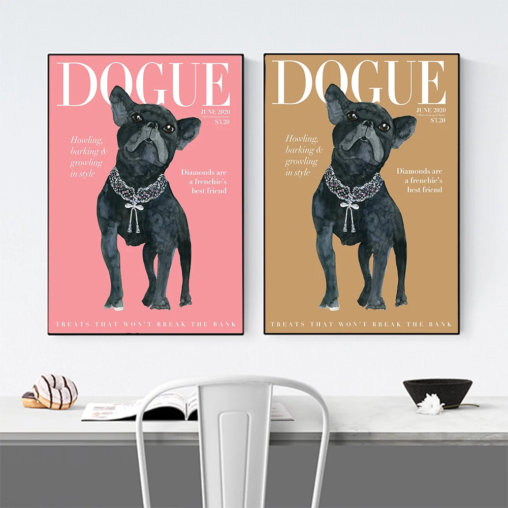 Fashion Frenchie Dogue Magazine Cover Poster Pink Yellow Background Canvas Print Painting Bathroom Aisle Wall Art Decor Pictures
Fashion Frenchie Dogue Magazine Cover Poster Pink Yellow Background Canvas Print Painting Bathroom Aisle Wall Art Decor Pictures