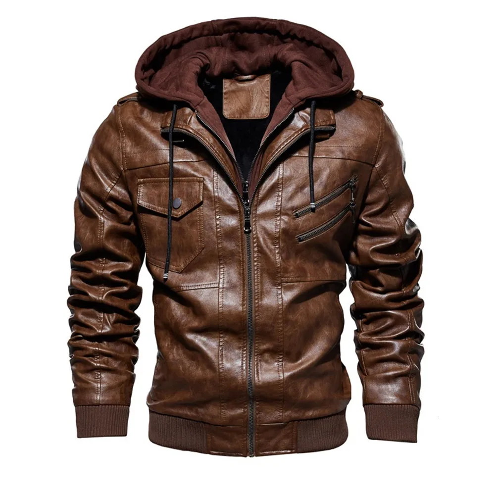 Men's Leather Jacket Motorcycle Hooded Jackets Vintage PU Leather Coat Winter Outwear Fashion Chaqueta Moto Hombre Clothing
Men's Leather Jacket Motorcycle Hooded Jackets Vintage PU Leather Coat Winter Outwear Fashion Chaqueta Moto Hombre Clothing