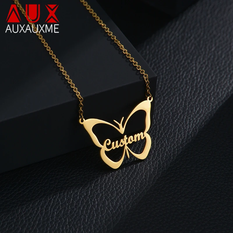 Auxauxme Custom Butterfly Name Necklace Golden Stainless Steel Personalized Nameplate Choker Birthday Party Jewelry Gifts
Auxauxme Custom Butterfly Name Necklace Golden Stainless Steel Personalized Nameplate Choker Birthday Party Jewelry Gifts