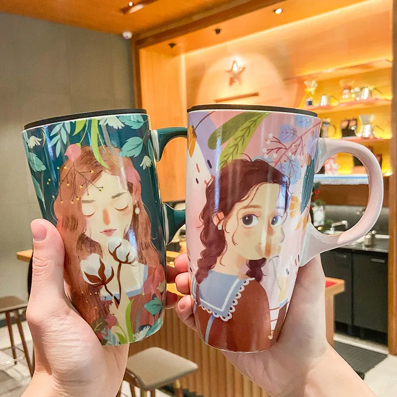 600ML Japanese Style Large Drinking Cup With Lid Small Fresh Ceramic Breakfast Mug for Girl Birthday Gift
600ML Japanese Style Large Drinking Cup With Lid Small Fresh Ceramic Breakfast Mug for Girl Birthday Gift