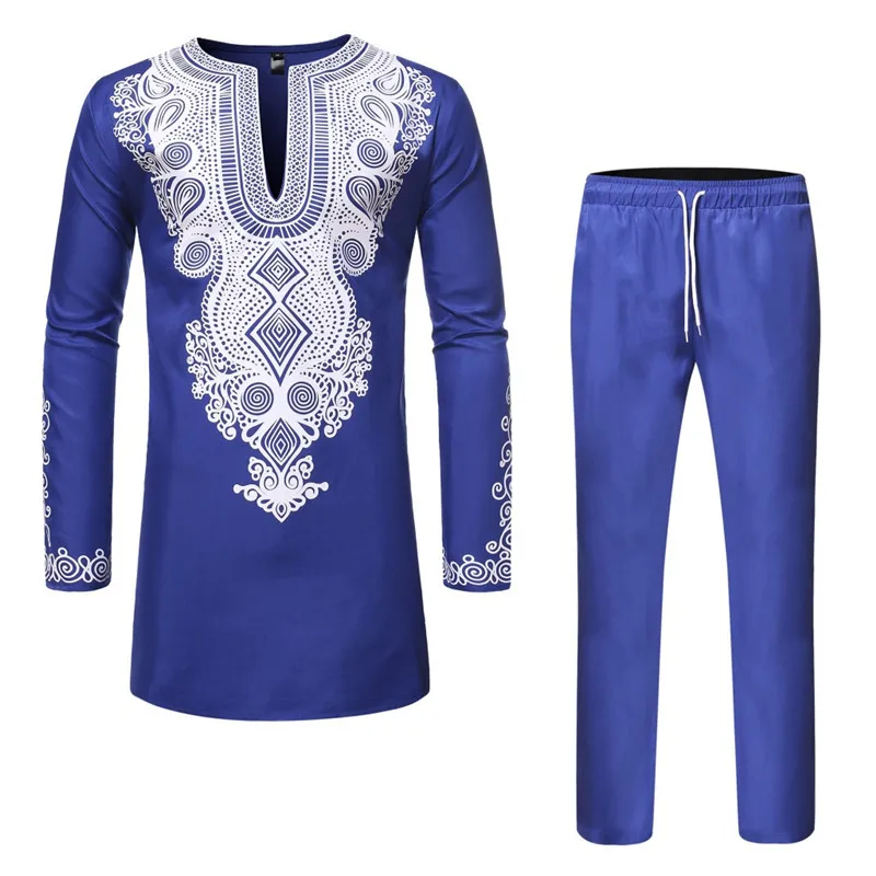 Blue African Print Top Pant Set 2 Pieces Outfit Set Fad Fashion Men African Clothes Dashiki Shirt with Trouser Men Africa Suit
Blue African Print Top Pant Set 2 Pieces Outfit Set Fad Fashion Men African Clothes Dashiki Shirt with Trouser Men Africa Suit