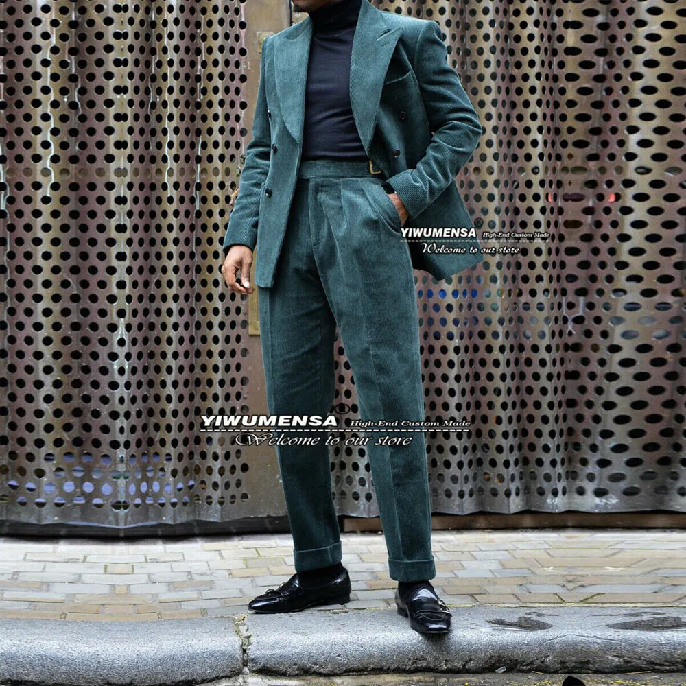 Corduroy Men Suits Green Daily Slim Fit Double Breasted Jacket With Pant 2 Piece Wedding Blazer Formal Tuxedo Tailored Made 2023
Corduroy Men Suits Green Daily Slim Fit Double Breasted Jacket With Pant 2 Piece Wedding Blazer Formal Tuxedo Tailored Made 2023