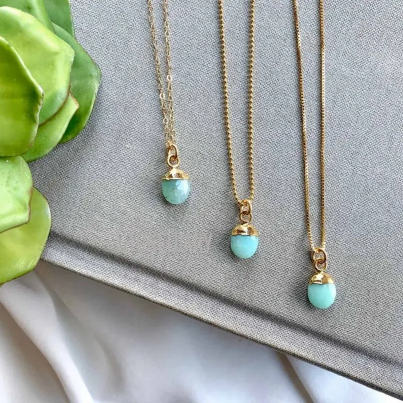 NM36606 Green Chrysoprase Gemstone Minimalist Charm Necklace Gold Plated Box Chain Small Crystal Necklace The Cord Gallery
NM36606 Green Chrysoprase Gemstone Minimalist Charm Necklace Gold Plated Box Chain Small Crystal Necklace The Cord Gallery