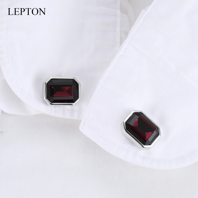 Lepton Low-key Luxury Wine Red Glass Cufflinks for Mens Jewelry High Quality Square Cufflinks Shirt Cuff Links Relojes Gemelos
Lepton Low-key Luxury Wine Red Glass Cufflinks for Mens Jewelry High Quality Square Cufflinks Shirt Cuff Links Relojes Gemelos