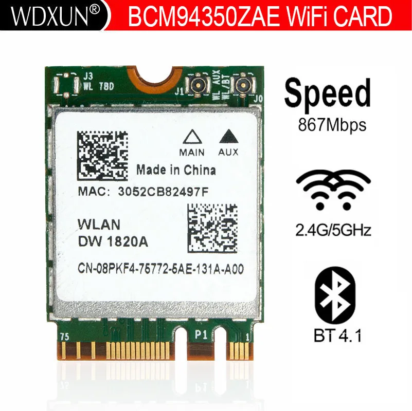 Broadcom BCM94350ZAE BCM94350 DW1820A 802.11AC 867Mbps NGFF M.2 Bluetooth 4.1 Wireless Card Dual Band Wifi Network 2.4G 5G
Broadcom BCM94350ZAE BCM94350 DW1820A 802.11AC 867Mbps NGFF M.2 Bluetooth 4.1 Wireless Card Dual Band Wifi Network 2.4G 5G