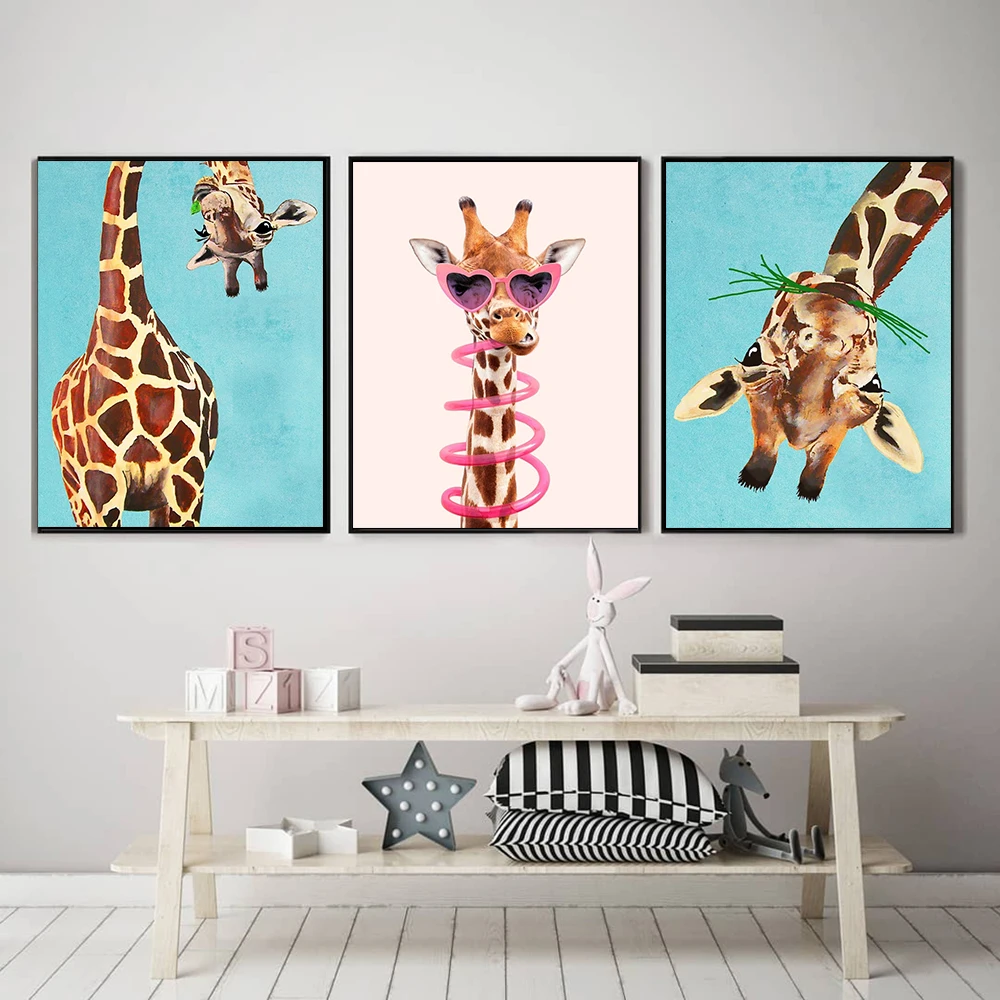 Animal Painting Art Print Illustration Nursery Canvas Poster Giraffe With Leaf And Upside Down Wall Hanging Decor For Kids Room
Animal Painting Art Print Illustration Nursery Canvas Poster Giraffe With Leaf And Upside Down Wall Hanging Decor For Kids Room