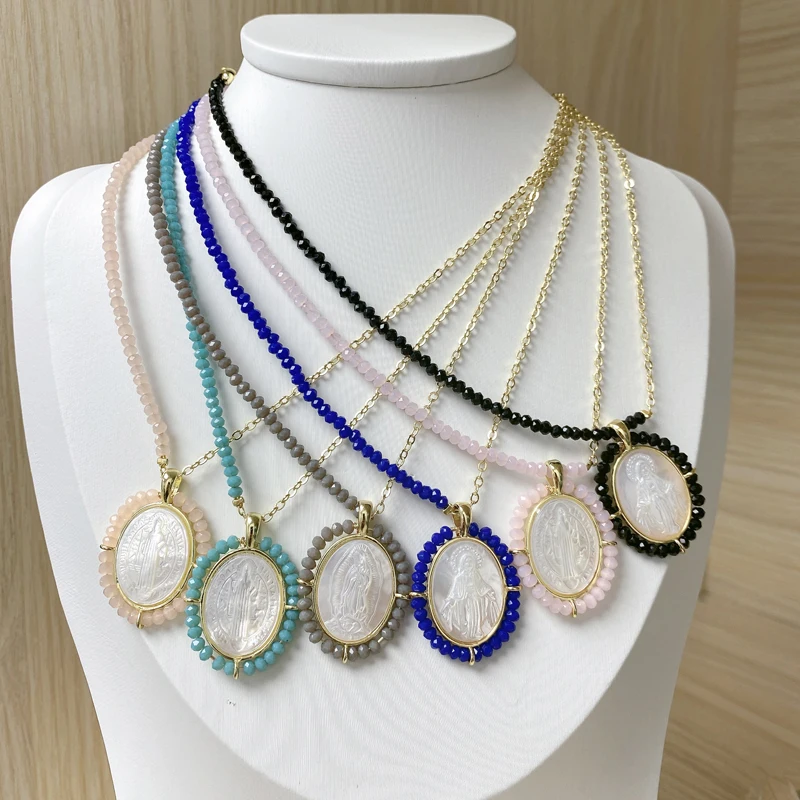 5pcs/lot Catholic Religious Jewelry Half Chain Half Glass Beads Guadalupe San Benito Milagrosa Shell Pendants Necklaces
5pcs/lot Catholic Religious Jewelry Half Chain Half Glass Beads Guadalupe San Benito Milagrosa Shell Pendants Necklaces