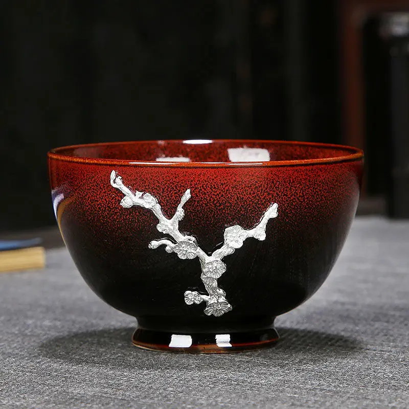 Kiln Change Ceramic Tea Cup Inlaid Silver Cup Chinese Kung Fu Tea Set Large Teacup Master Cup Tea Bowl Bubble Tea Cup Water Cup
Kiln Change Ceramic Tea Cup Inlaid Silver Cup Chinese Kung Fu Tea Set Large Teacup Master Cup Tea Bowl Bubble Tea Cup Water Cup