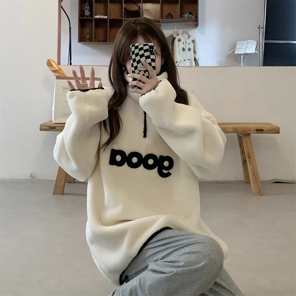 Embroidered Stand Collar Half Open Zipper Loose Casual Fashion Thermal Pullover Hoodie Women 's Coat Tide
Embroidered Stand Collar Half Open Zipper Loose Casual Fashion Thermal Pullover Hoodie Women 's Coat Tide