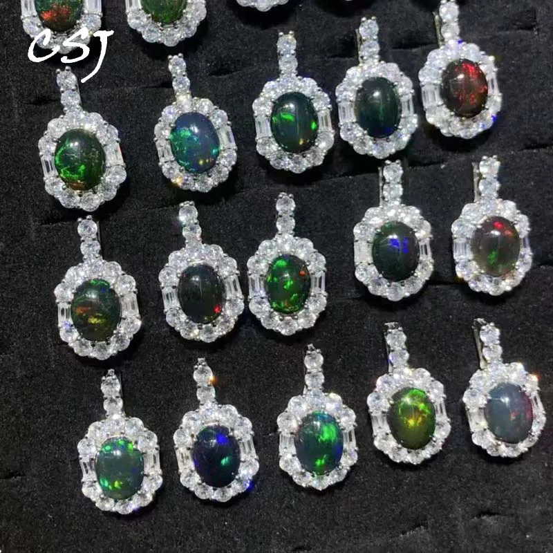 CSJ Natural Ethiopia Opal Pendant ,Black opal Necklace 925 Sterling Silver Fine Jewelry for Womem Party Gift
CSJ Natural Ethiopia Opal Pendant ,Black opal Necklace 925 Sterling Silver Fine Jewelry for Womem Party Gift