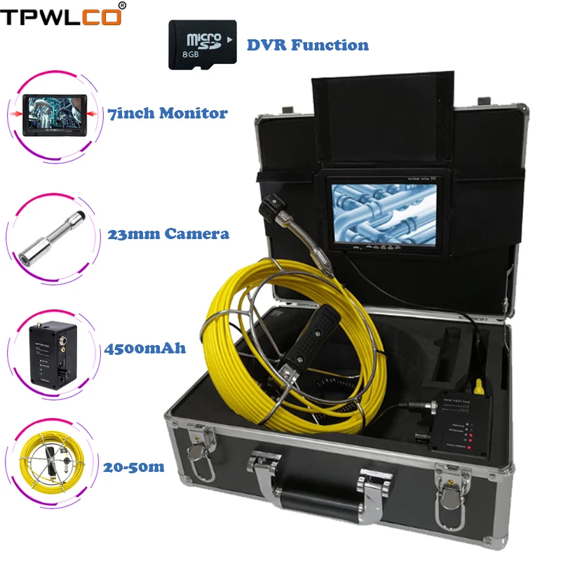 TPWLCO 7inch 1000TVL Professional Camera 23mm Pipe Endoscope CCTV Video Recorder System With DVR 20-50m Cable 12V4500mAh Battery
TPWLCO 7inch 1000TVL Professional Camera 23mm Pipe Endoscope CCTV Video Recorder System With DVR 20-50m Cable 12V4500mAh Battery