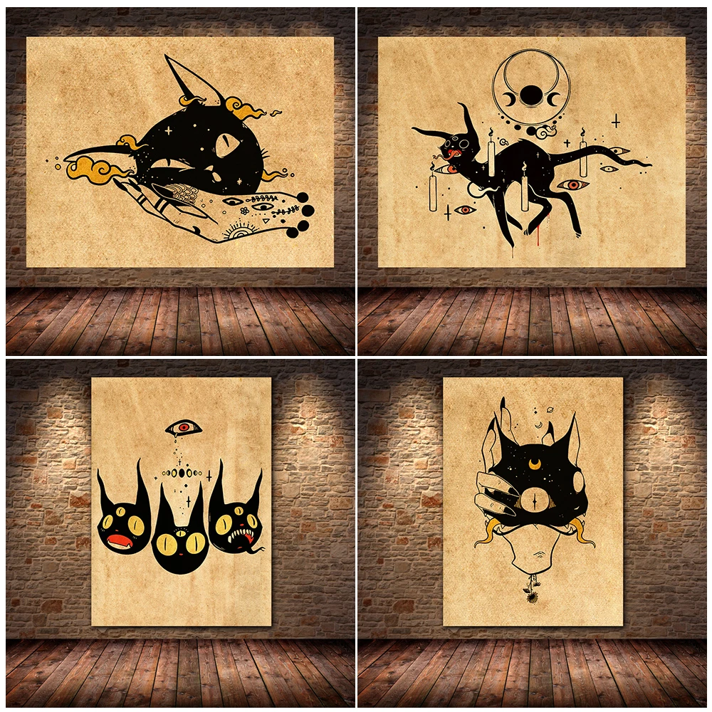 Spooky Cat And Witches Kitchen Wall Art Canvas Painting Divination Witch Cat And Crystal Ball Poster And Prints Decor Unframed
Spooky Cat And Witches Kitchen Wall Art Canvas Painting Divination Witch Cat And Crystal Ball Poster And Prints Decor Unframed