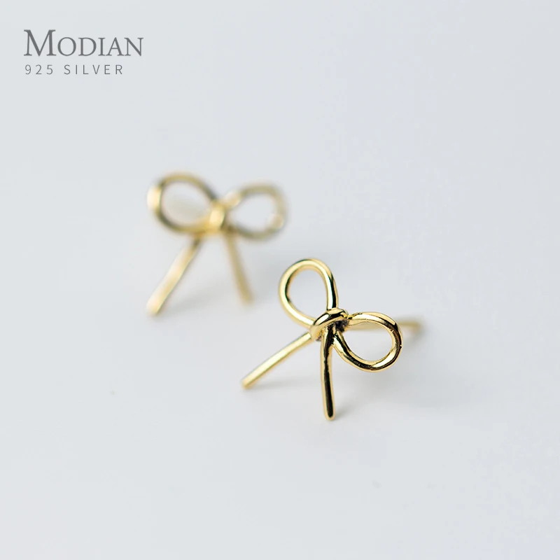 Modian Charm Gold Color Bowknot Earrings for Women 100% 925 Sterling Silver Simple Exquisite Stud Ear Fashion Jewelry Bijoux
Modian Charm Gold Color Bowknot Earrings for Women 100% 925 Sterling Silver Simple Exquisite Stud Ear Fashion Jewelry Bijoux