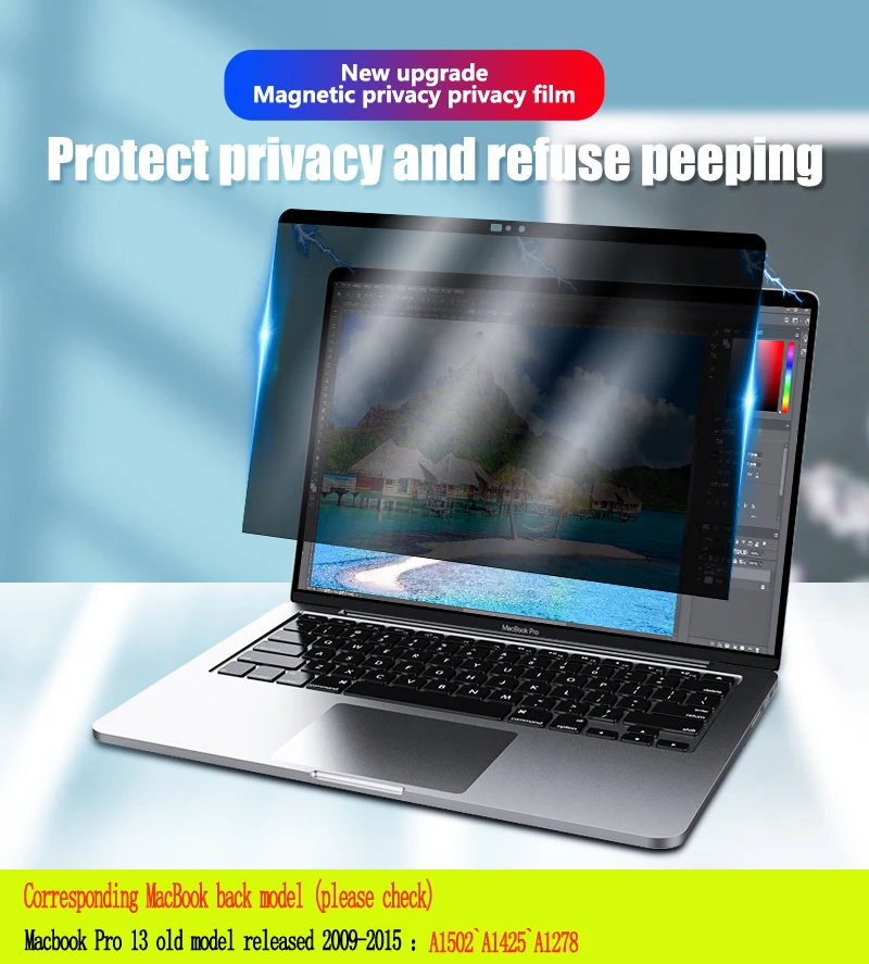 Magnetic Privacy Filter Anti spy PET Screens protective film For MacBook old Pro13 inch 2009~2015 release for A1502 A1425 A1278
Magnetic Privacy Filter Anti spy PET Screens protective film For MacBook old Pro13 inch 2009~2015 release for A1502 A1425 A1278