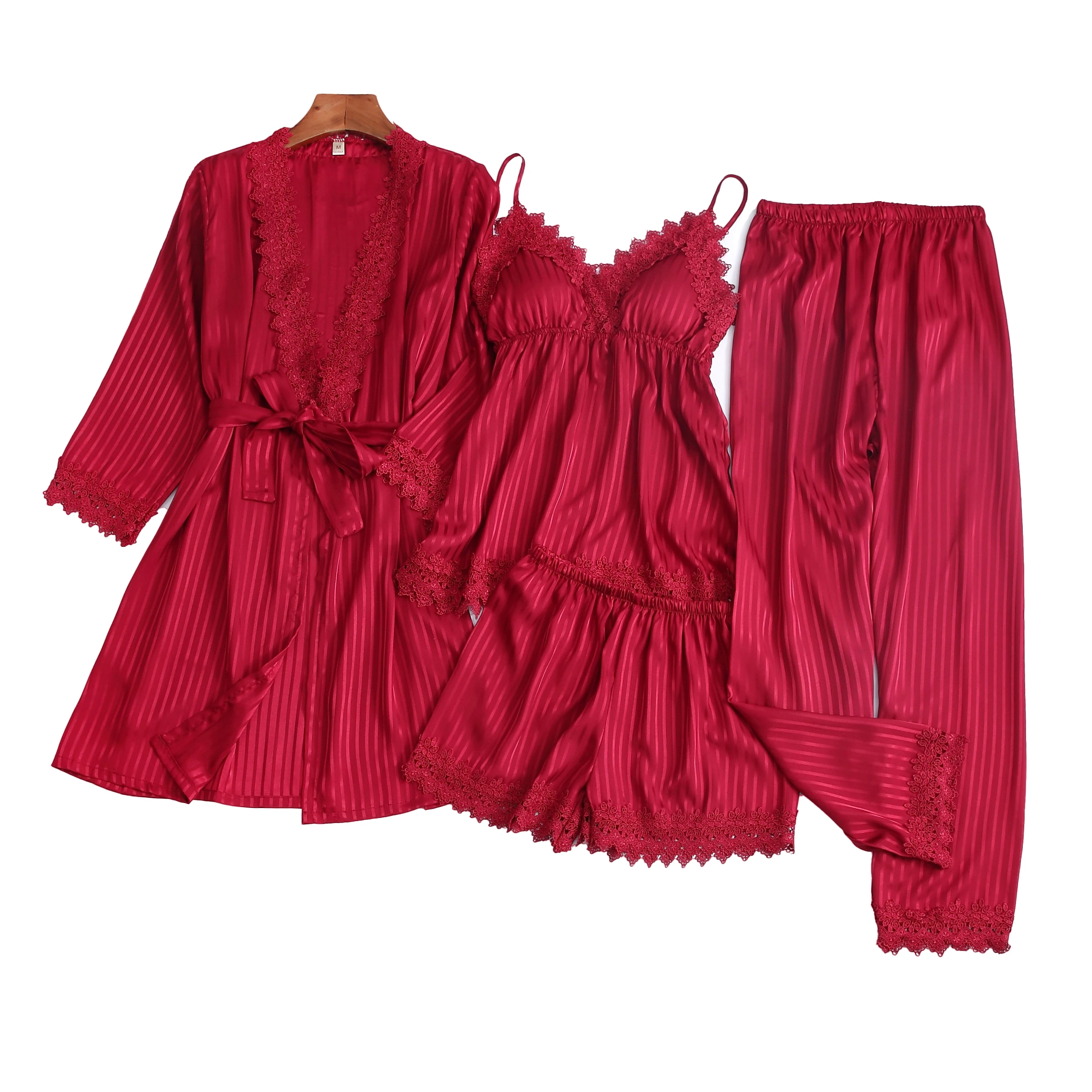 2021 Bath Robe Sets Sexy Homewear Spring and Summer Velor Pajamas Lovely Sleepwear Women Silk Lounge Wear 4-piece Set Lace Sleep
2021 Bath Robe Sets Sexy Homewear Spring and Summer Velor Pajamas Lovely Sleepwear Women Silk Lounge Wear 4-piece Set Lace Sleep