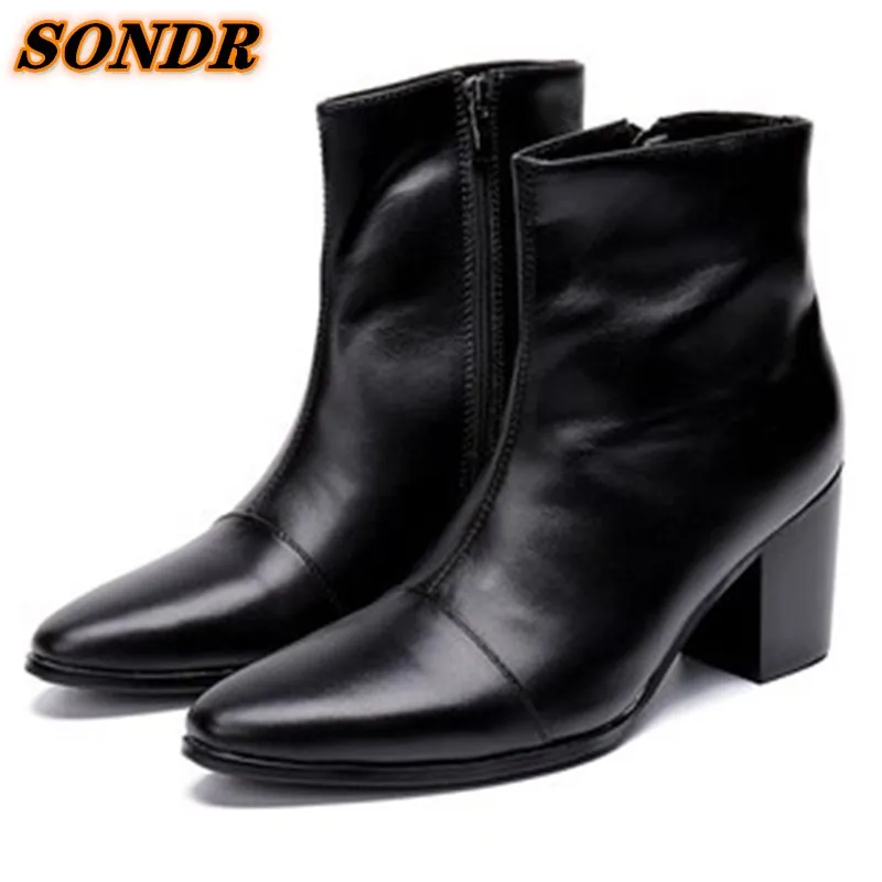 Zapatos Hombre Genuine Leather Men Boots British Style Black High Heels Dress Ankle Boots Pointed Toe Zipper Chelsea Boots
Zapatos Hombre Genuine Leather Men Boots British Style Black High Heels Dress Ankle Boots Pointed Toe Zipper Chelsea Boots