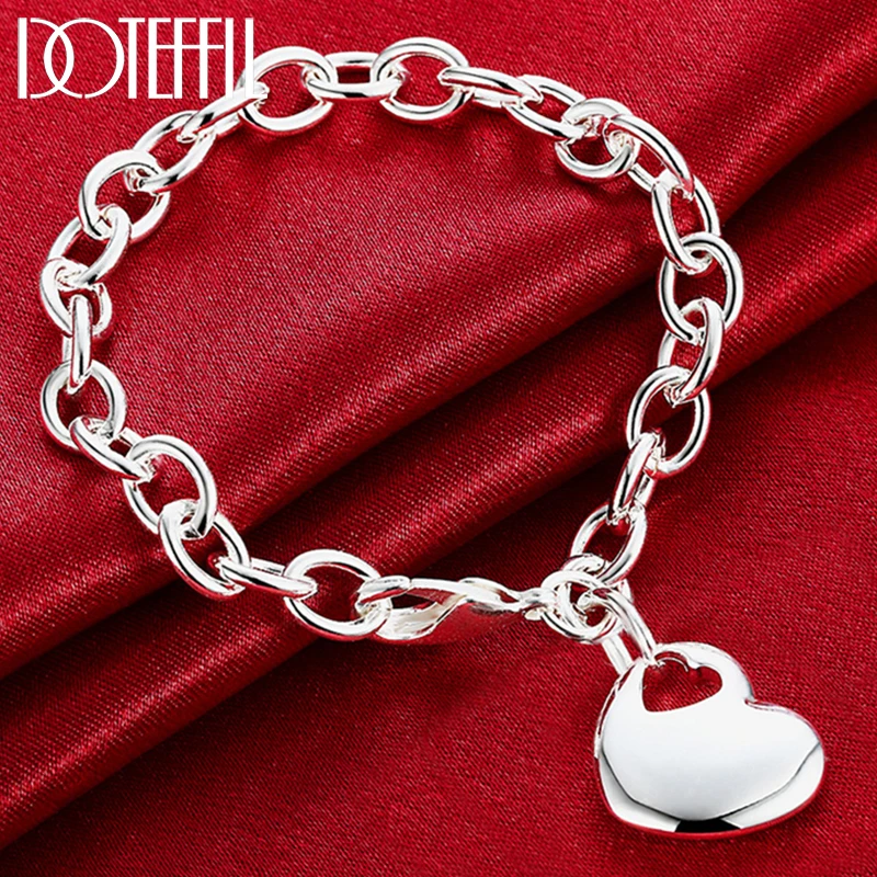 DOTEFFIL 925 Sterling Silver Solid Heart Pendant Bracelet For Woman Wedding Engagement Fashion Charm Party Jewelry
DOTEFFIL 925 Sterling Silver Solid Heart Pendant Bracelet For Woman Wedding Engagement Fashion Charm Party Jewelry