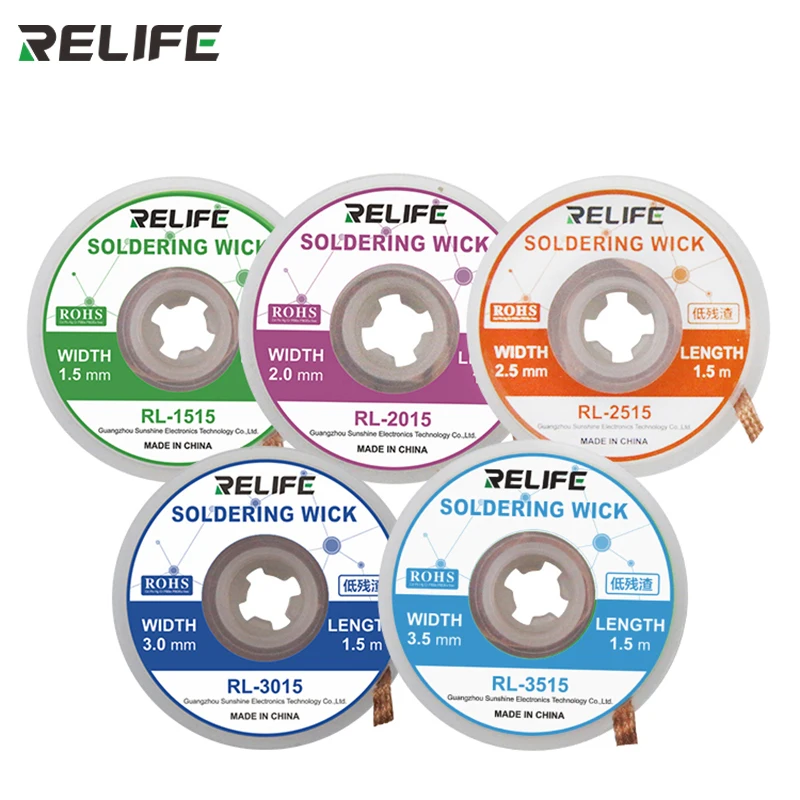 Фитиль для пайки RELIFE, 5 шт., оплетка для удаления припоя, припой для быстрого удаления, инструмент для сварки и ремонта, 1 шт., 1,5 мм, 2 мм, 2,5 мм, 3 мм
Фитиль для пайки RELIFE, 5 шт., оплетка для удаления припоя, припой для быстрого удаления, инструмент для сварки и ремонта, 1 шт., 1,5 мм, 2 мм, 2,5 мм, 3 мм