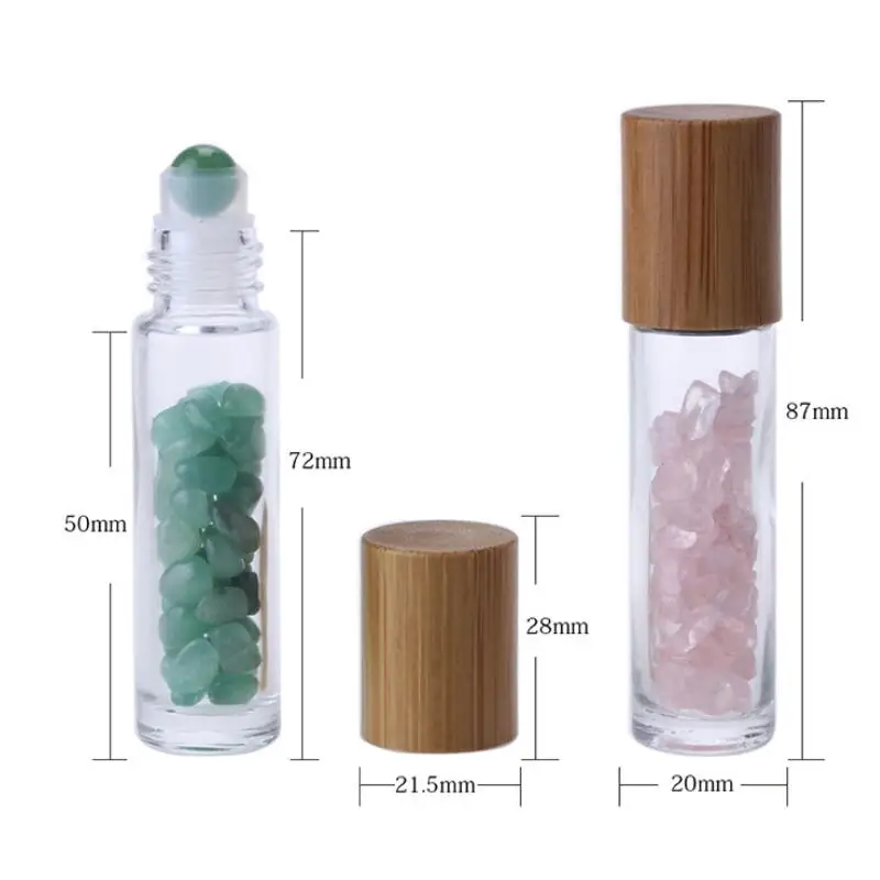 10ml Essential Oil Clear Glass Roll on Perfume Bottles With Natural Crystal Quartz Stone Crystal Roller Ball Bamboo Cap LX2881
10ml Essential Oil Clear Glass Roll on Perfume Bottles With Natural Crystal Quartz Stone Crystal Roller Ball Bamboo Cap LX2881