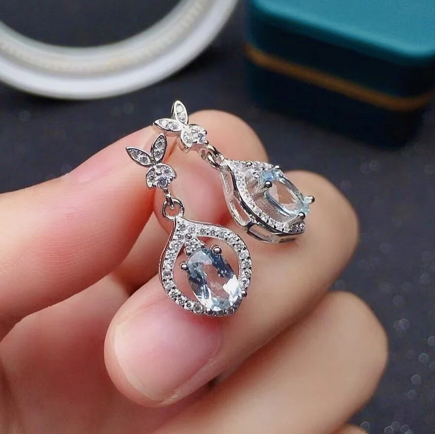Elegant 925 Silver Aquamarine Drop Earrings for Party 5mm*7mm Natural Aquamarine Eardrop Solid 925 Silver Aquamarine Jewelry
Elegant 925 Silver Aquamarine Drop Earrings for Party 5mm*7mm Natural Aquamarine Eardrop Solid 925 Silver Aquamarine Jewelry