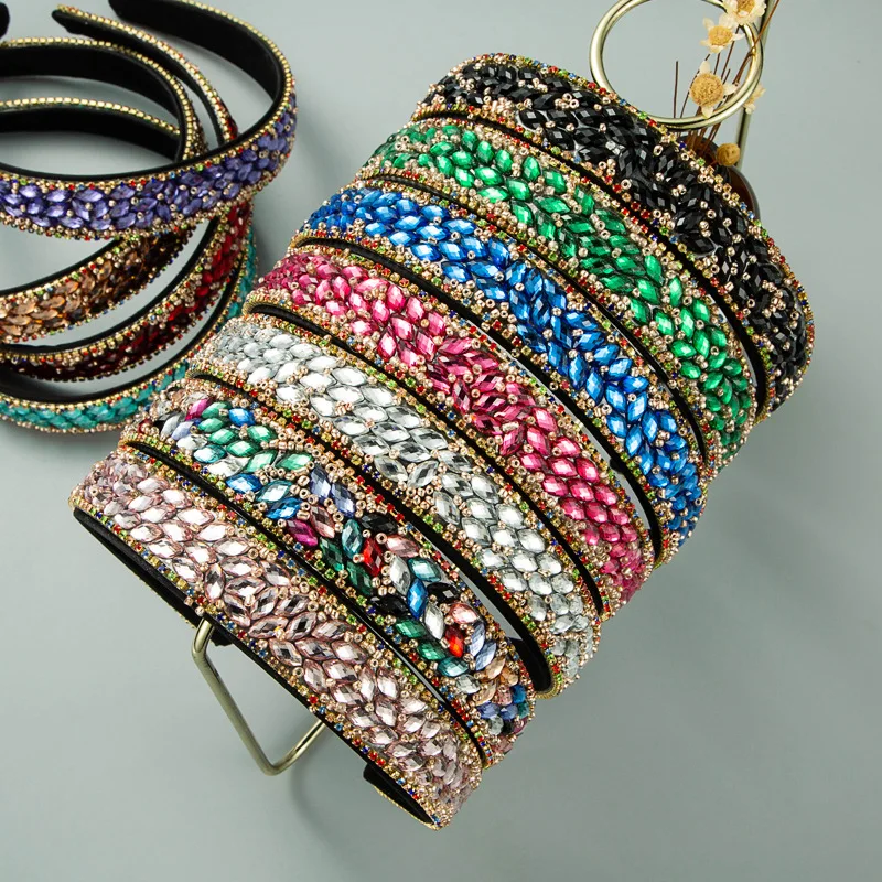 Luxury Bling Rhinestone Hairbands Hair Accessories For Women Colorful Wide Handmade Beaded Hair Band Headwear Designer Headbands
Luxury Bling Rhinestone Hairbands Hair Accessories For Women Colorful Wide Handmade Beaded Hair Band Headwear Designer Headbands