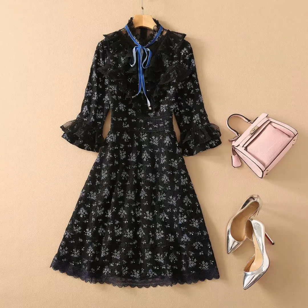 High Quality Newest Nice Spring Nice Women's Elegant Half Sleeve Bow Collar Lace Patchwork Jacquard Flowers Dress
High Quality Newest Nice Spring Nice Women's Elegant Half Sleeve Bow Collar Lace Patchwork Jacquard Flowers Dress