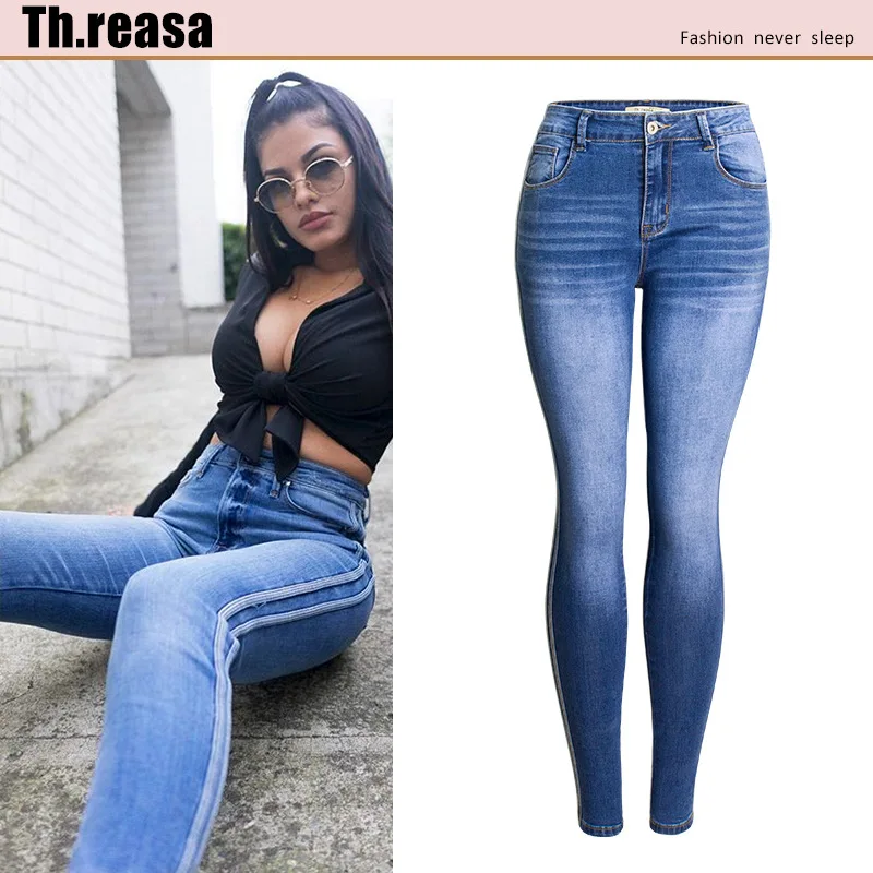 Women's Mid Waist Slim Fit Elastic Double Side Striped Jeans Women's Trousers Pencil Pants
Women's Mid Waist Slim Fit Elastic Double Side Striped Jeans Women's Trousers Pencil Pants