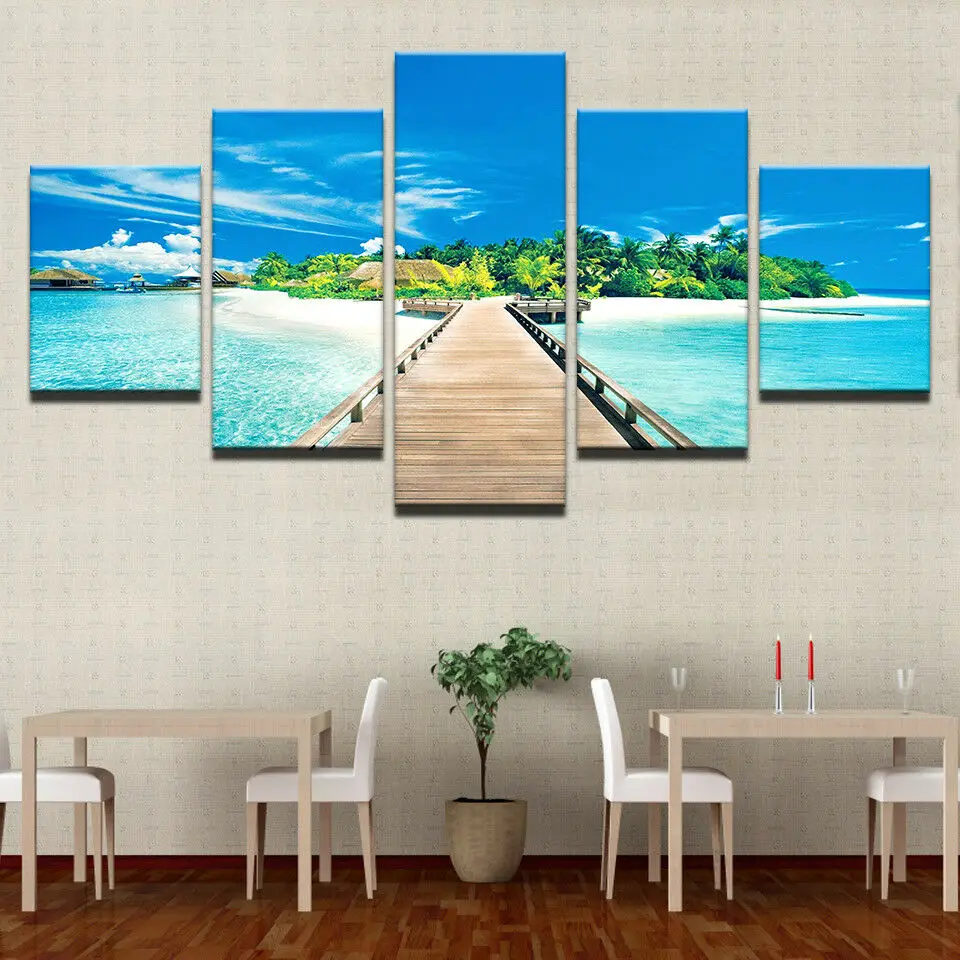 No Framed Canvas 5Pcs Wooden Bridge Tropical Beach No Yaiba Wall Art Posters Pictures Home Decor Paintings Decorations 
No Framed Canvas 5Pcs Wooden Bridge Tropical Beach No Yaiba Wall Art Posters Pictures Home Decor Paintings Decorations