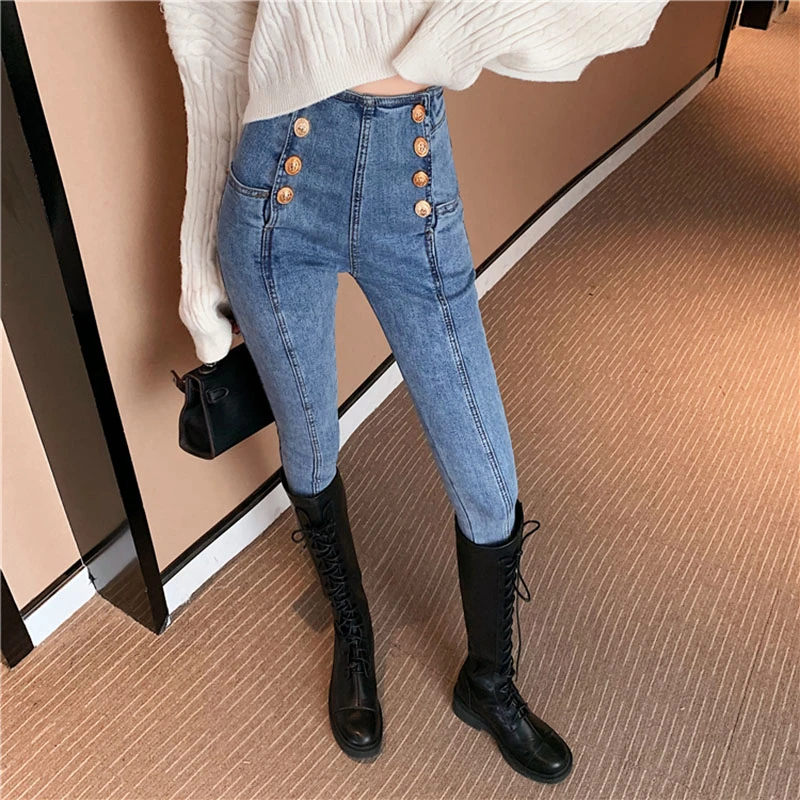 Russian Girls Jeans Women High Waist Autumn Retro Skinny Strechy Pants Double Breasted Blue/black Pencil Pants For Female KZ323
Russian Girls Jeans Women High Waist Autumn Retro Skinny Strechy Pants Double Breasted Blue/black Pencil Pants For Female KZ323