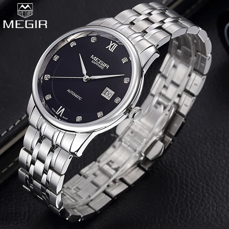 MEGIR Brand Men's Mechanical Automatic Watch with Japan Movement Luxury Stainless Steel Black Business Wrist Watches Man Clock
MEGIR Brand Men's Mechanical Automatic Watch with Japan Movement Luxury Stainless Steel Black Business Wrist Watches Man Clock
