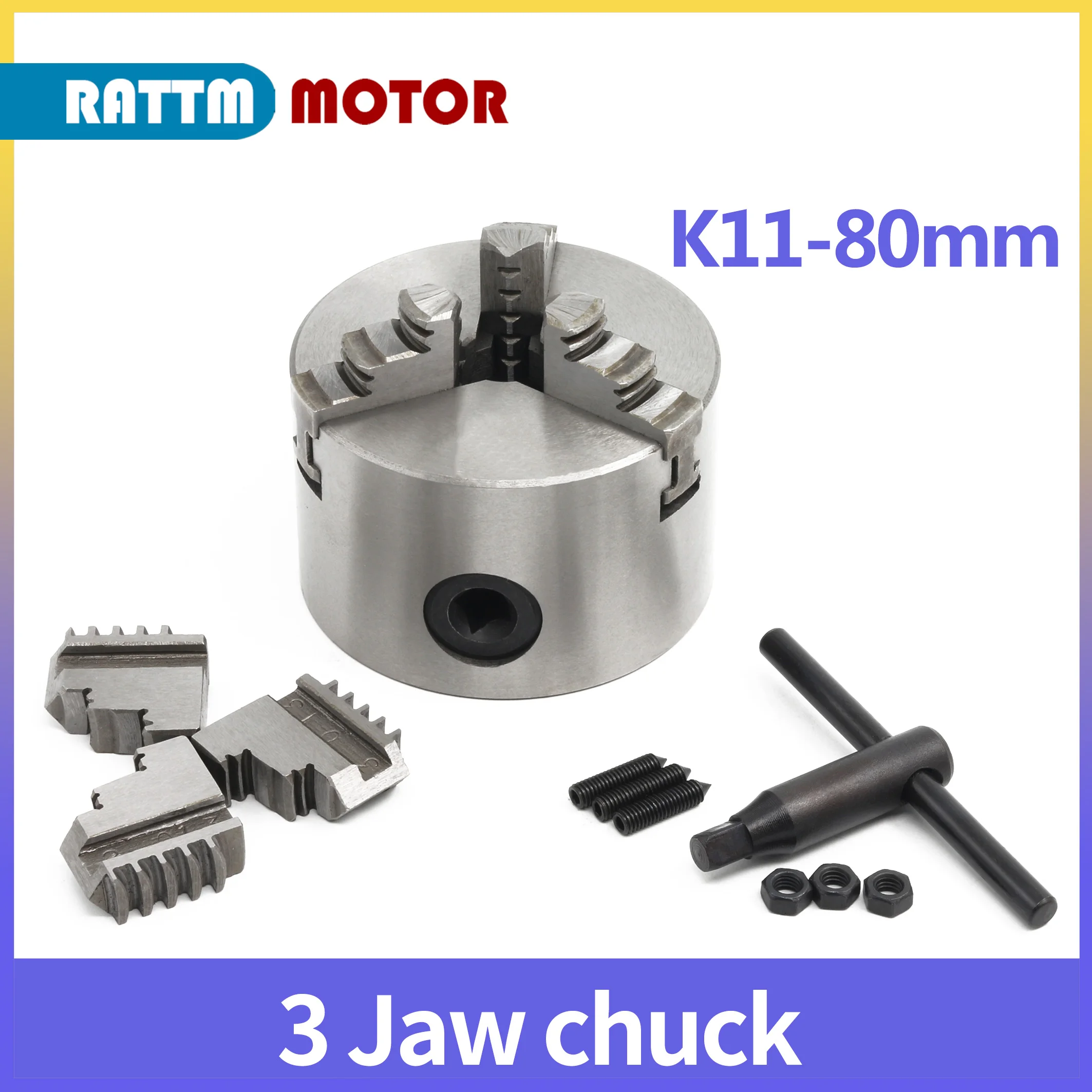 3 Jaws Manual Self-Centering Lathe K11-80mm Chuck With Turning Machine Tools CNC Accessories
3 Jaws Manual Self-Centering Lathe K11-80mm Chuck With Turning Machine Tools CNC Accessories