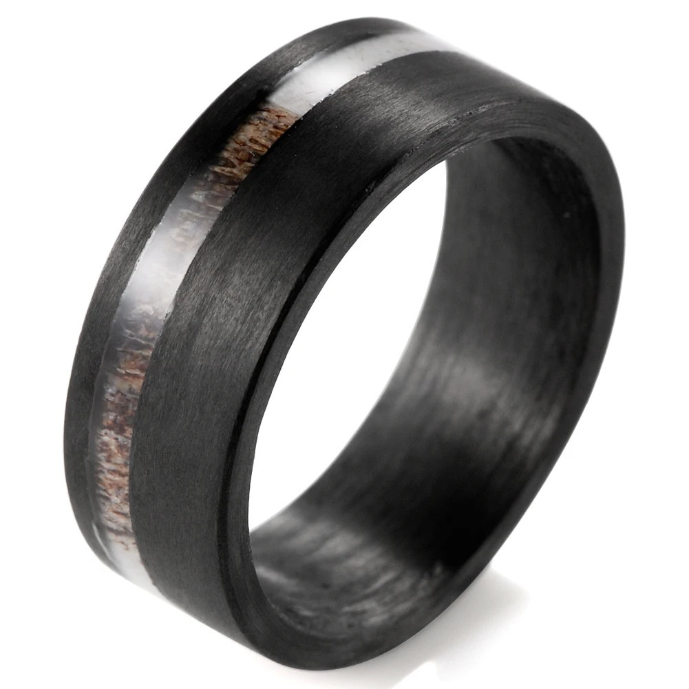 8mm Bullet Unidirectional Black Carbon Fiber Ring Antler Inlay Men’s Antler Wedding Band Engagement Anniversary Rings For Men
8mm Bullet Unidirectional Black Carbon Fiber Ring Antler Inlay Men’s Antler Wedding Band Engagement Anniversary Rings For Men