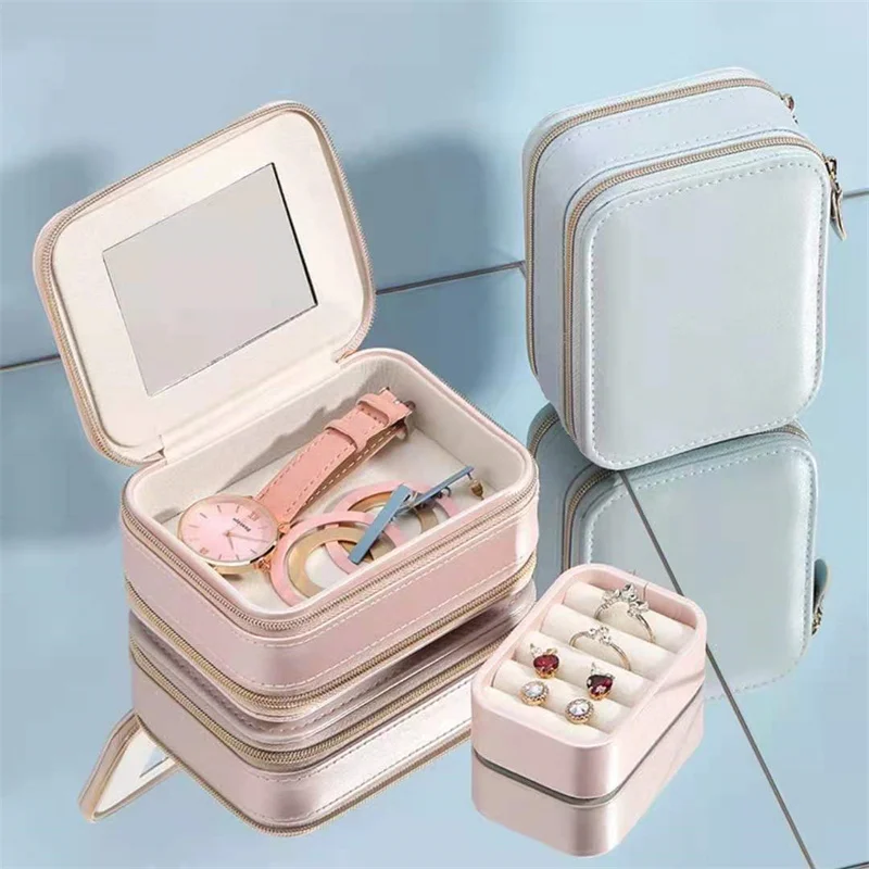 Exquisite PU Leather Double Zipper Portable Jewelry Storage Box Necklace Ring Earring Jewelrys Box Lipstick Makeup Box Dust Boxs
Exquisite PU Leather Double Zipper Portable Jewelry Storage Box Necklace Ring Earring Jewelrys Box Lipstick Makeup Box Dust Boxs