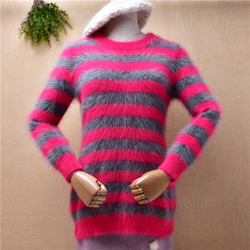 ladies women fashion pull rose hairy angora rabbit fur knitted striped long sleeves slim blouse pullover mink fur jumper sweater
ladies women fashion pull rose hairy angora rabbit fur knitted striped long sleeves slim blouse pullover mink fur jumper sweater