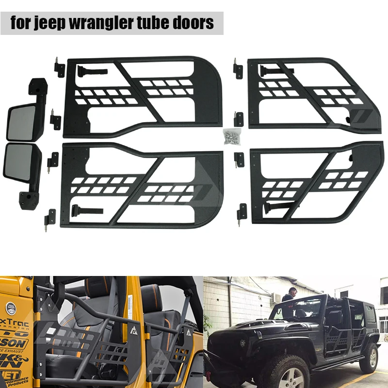one set black steel half tube doors with side mirror for j eep w rangler jk 07-15 4 doors auto products \
one set black steel half tube doors with side mirror for j eep w rangler jk 07-15 4 doors auto products \