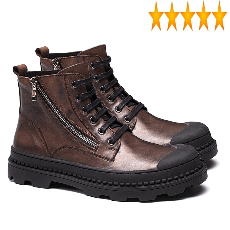 Help Winter High Mens Genuine Leather Desert Boots Round Toe Fleece Lining Warm Shoes Lace Up Footwear Side Zipper 
Help Winter High Mens Genuine Leather Desert Boots Round Toe Fleece Lining Warm Shoes Lace Up Footwear Side Zipper