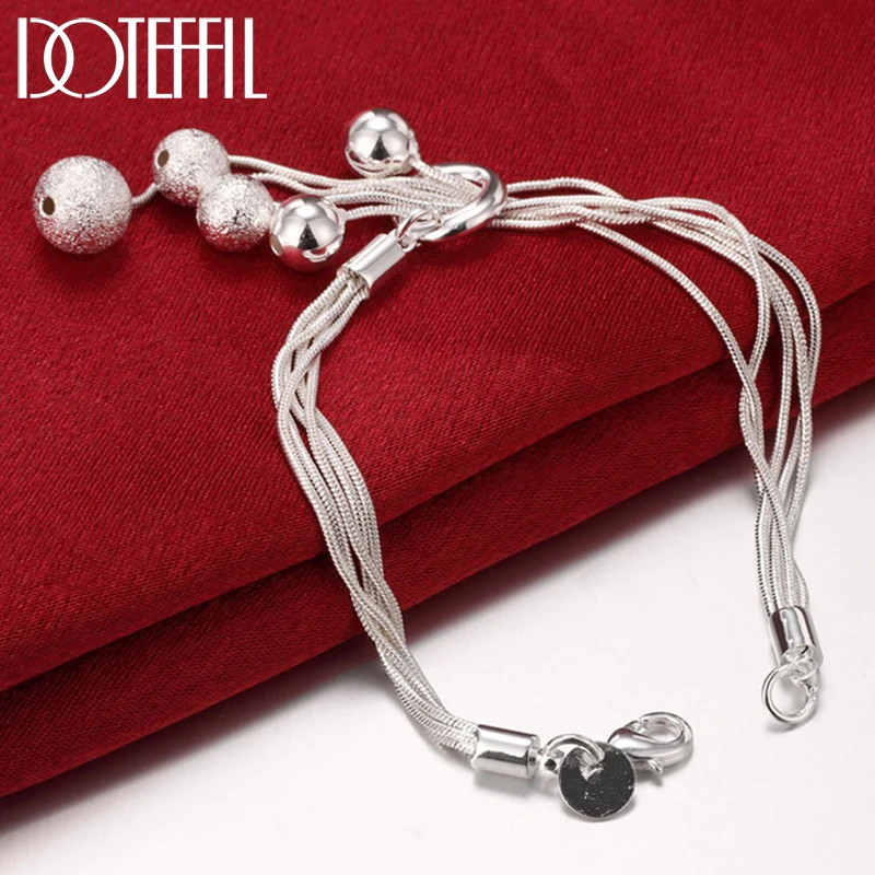 DOTEFFIL 925 Sterling Silver Five Snake Chain Smooth Frosted Bead Bracelet For Women Wedding Engagement Party Fashion Jewelry
DOTEFFIL 925 Sterling Silver Five Snake Chain Smooth Frosted Bead Bracelet For Women Wedding Engagement Party Fashion Jewelry