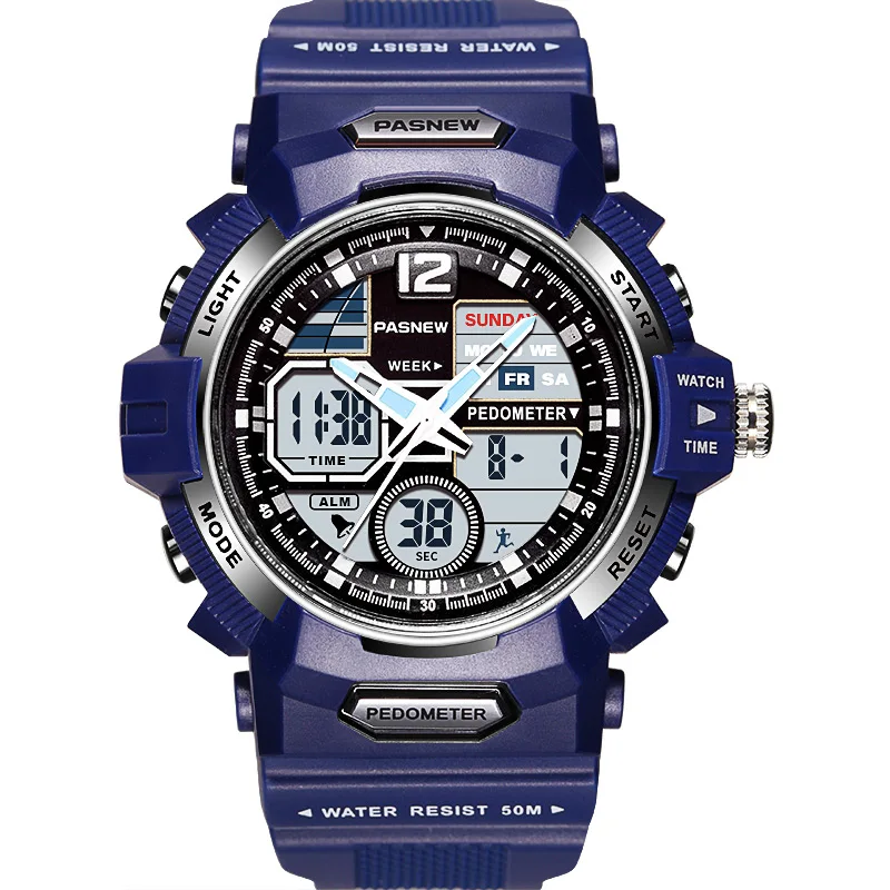 PASNEW Top Brand Men's Watches Fashion Blue Sport Watches Men Dual Display Analog Digital Quartz Wristwatches 50 Waterproof Swim
PASNEW Top Brand Men's Watches Fashion Blue Sport Watches Men Dual Display Analog Digital Quartz Wristwatches 50 Waterproof Swim