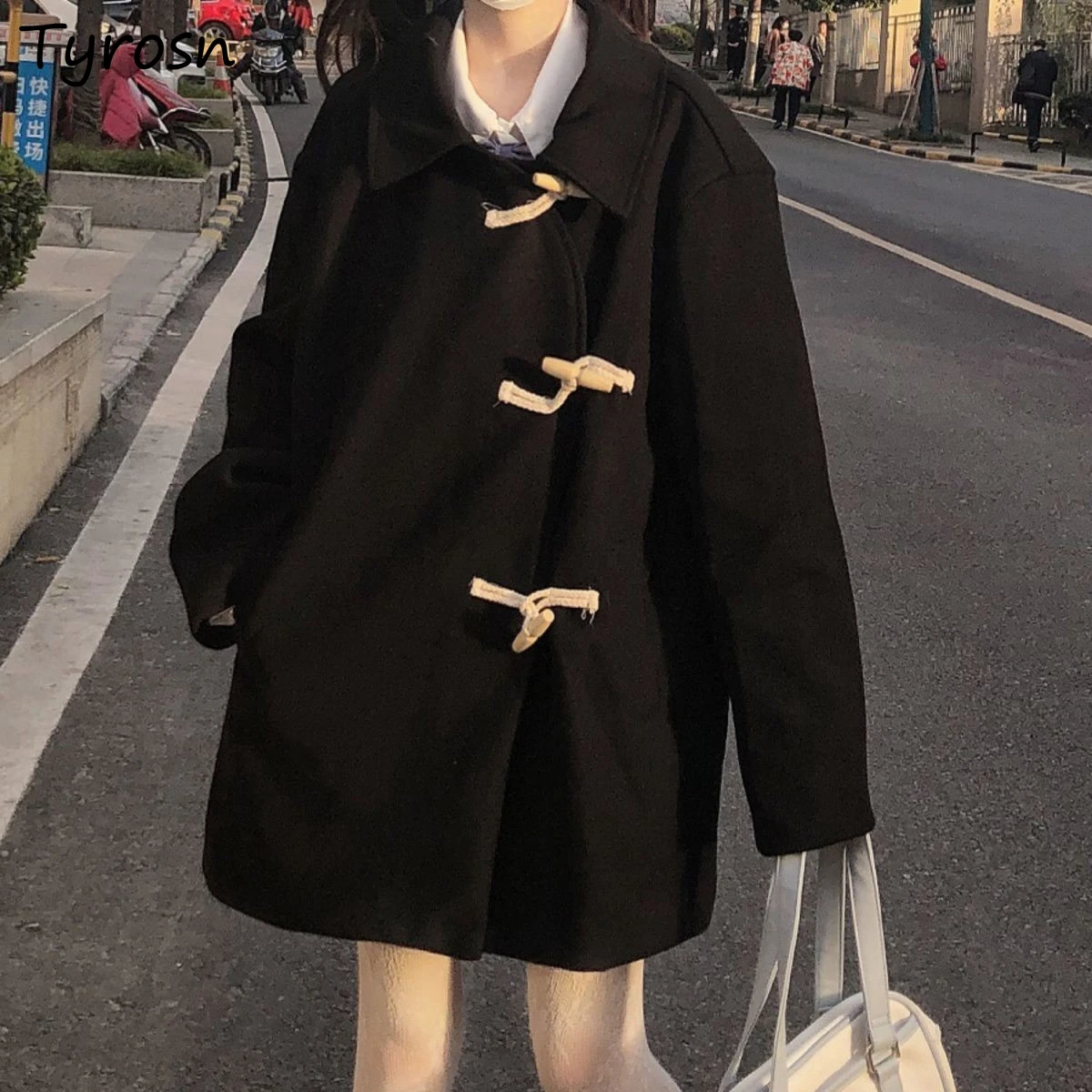 Women Wool Blends Design Single Breasted Turn-down Collar Coats Girlish All-match Stylish Black Outwear Students Japanese Style
Women Wool Blends Design Single Breasted Turn-down Collar Coats Girlish All-match Stylish Black Outwear Students Japanese Style
