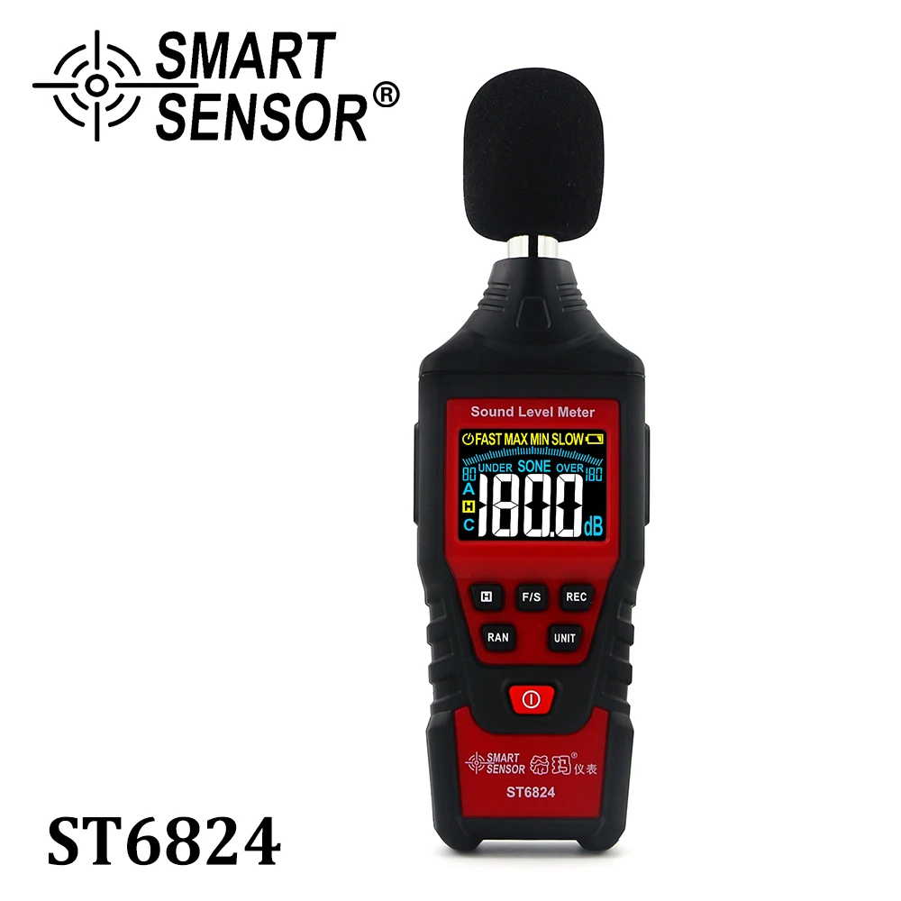 SMART SENSOR Digital Decibel Meter logger Noise Audio detector LCD Color Screen Handheld Noise Sound Level Meter ST6824
SMART SENSOR Digital Decibel Meter logger Noise Audio detector LCD Color Screen Handheld Noise Sound Level Meter ST6824