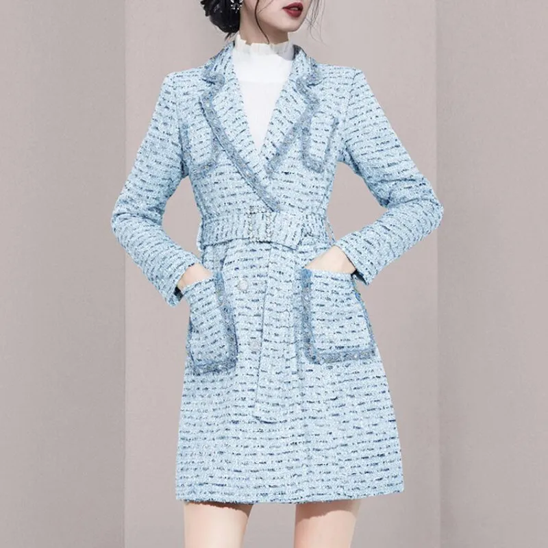 Small Fragrant Tweed Jacket Women's New Lapel Long-Sleeved Slim Waist Lace-Up Temperament Woolen Coat s1919
Small Fragrant Tweed Jacket Women's New Lapel Long-Sleeved Slim Waist Lace-Up Temperament Woolen Coat s1919